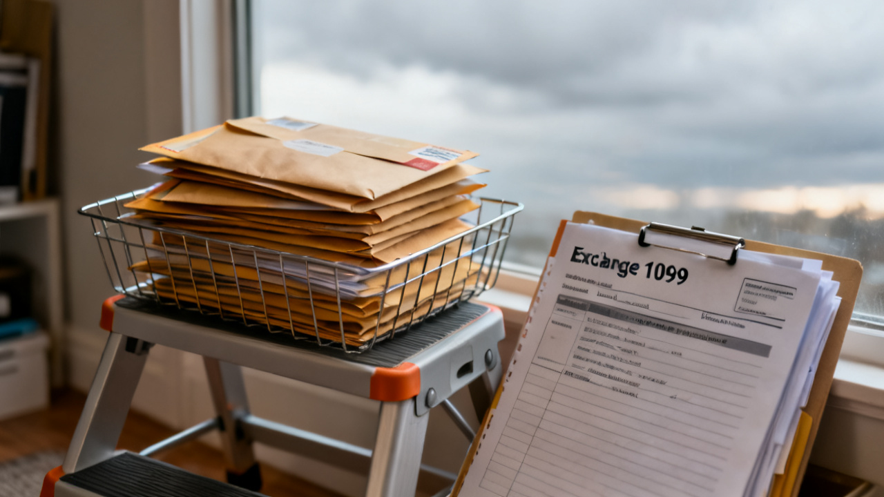 exchange 1099 lines match folder beside a closed packet