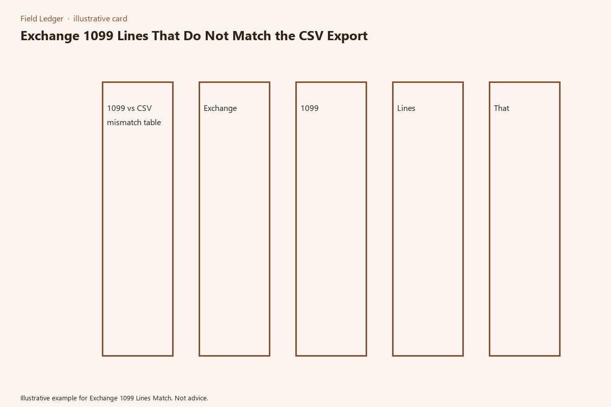Illustrative field card for Exchange 1099 Lines Match
