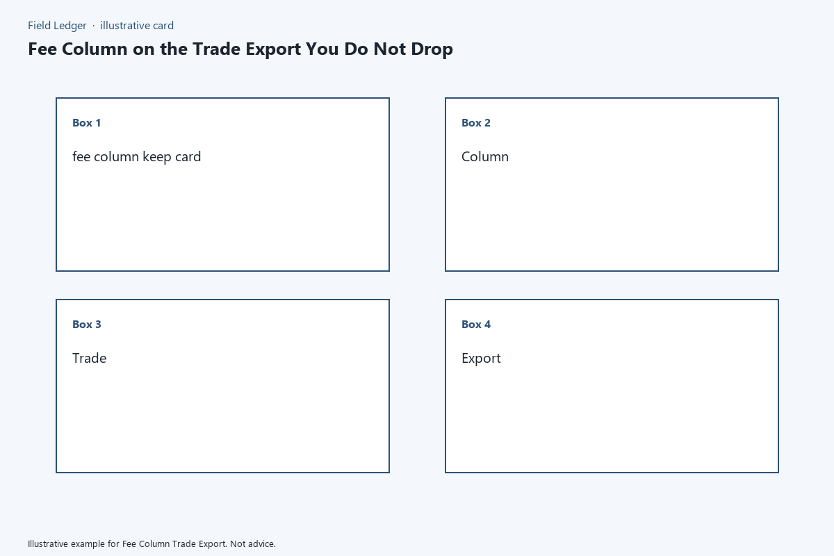 Illustrative field card for Fee Column Trade Export