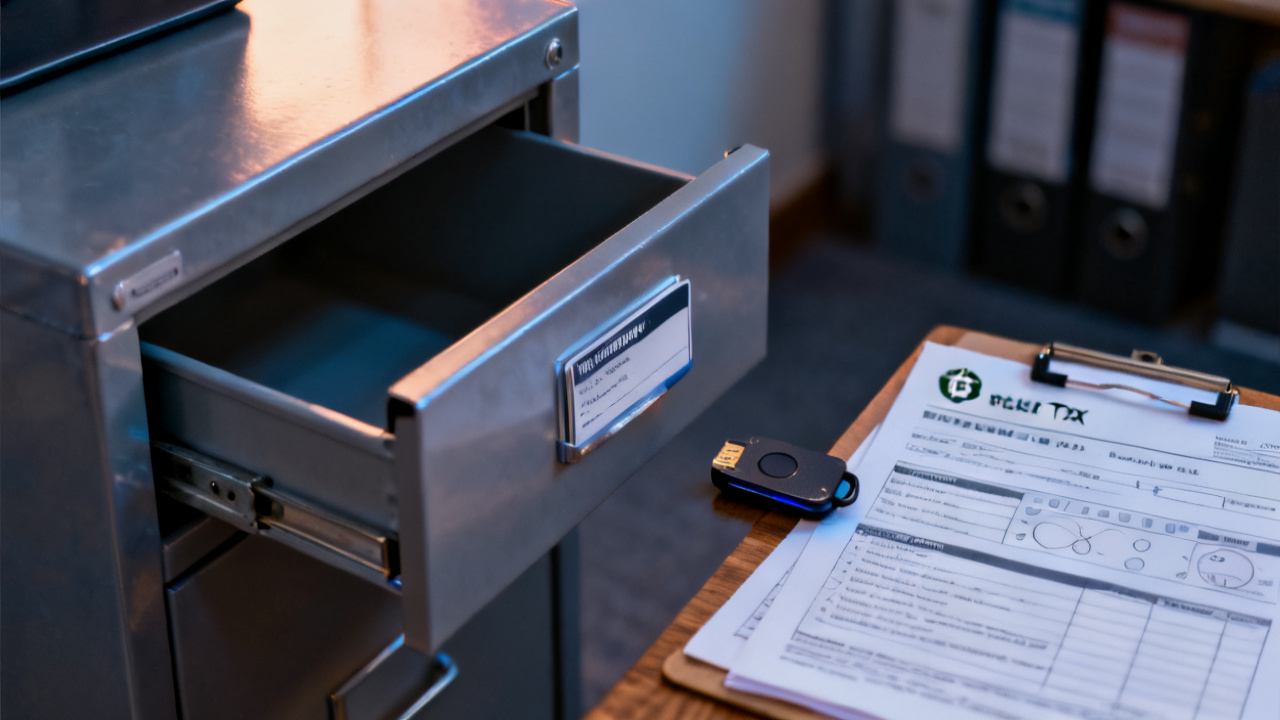 hardware wallet inventory card folder beside a closed packet