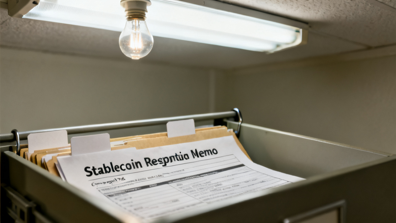 Still-life crop: stablecoin redemption memo kept folder