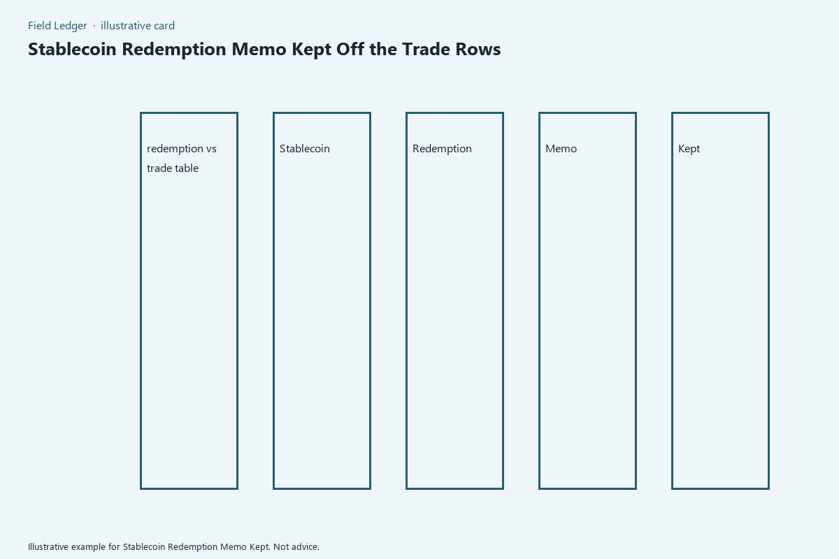 Diagram of stablecoin redemption memo kept folder fields