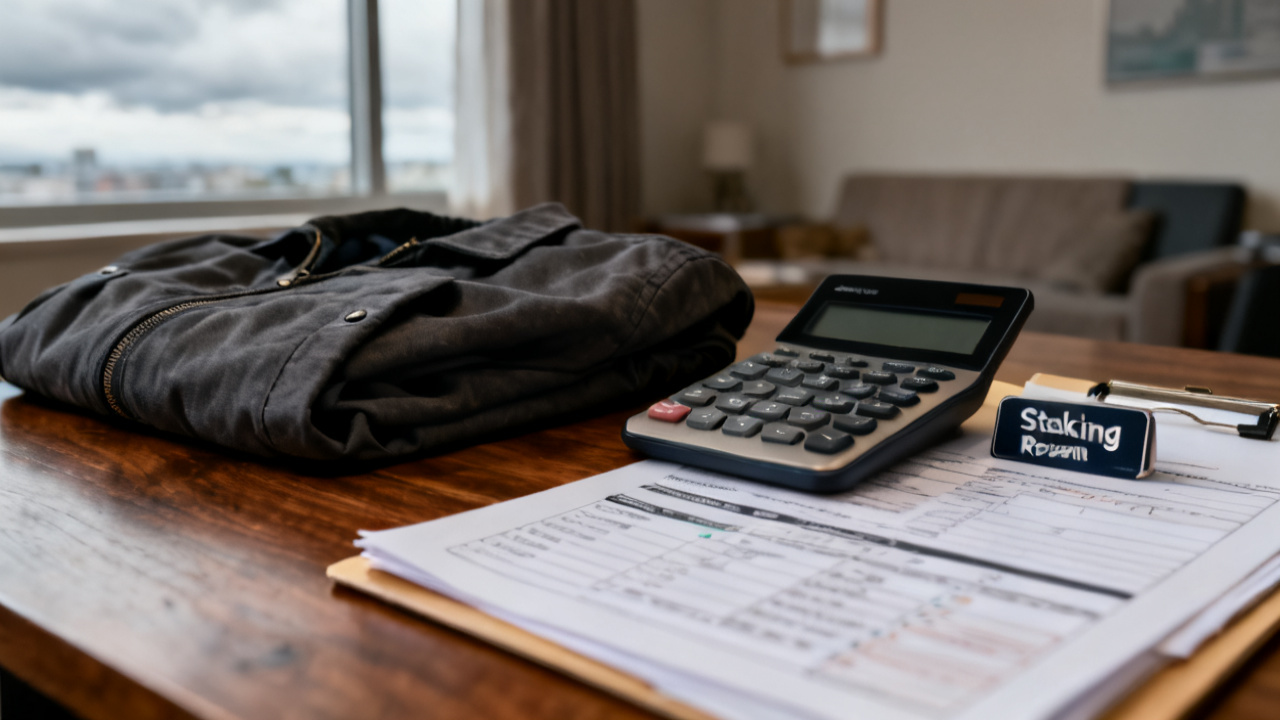 manila folder with staking reward date beside folder