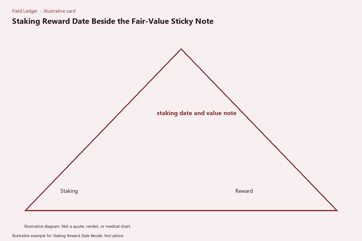 Diagram of staking reward date beside folder fields