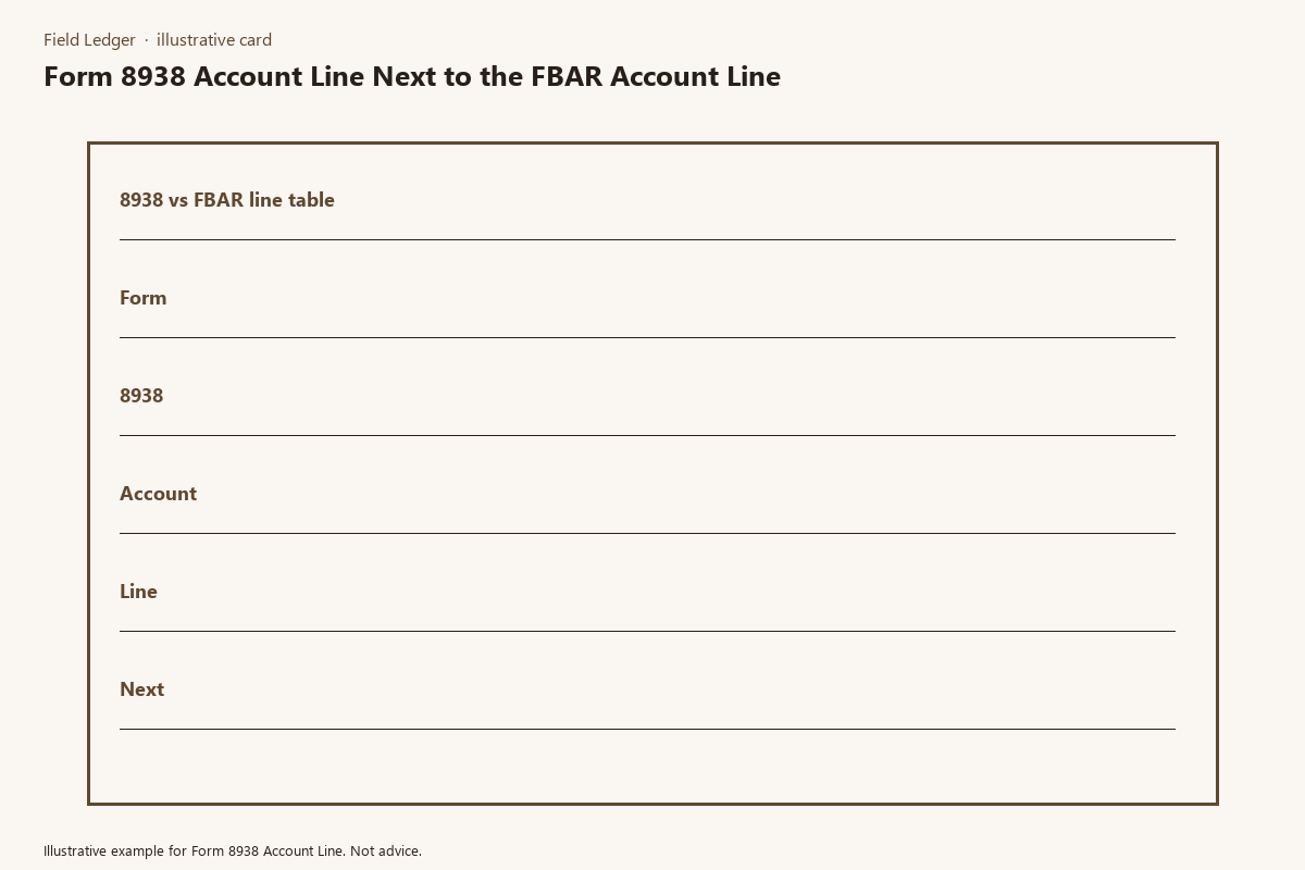 Diagram of form 8938 account line fields