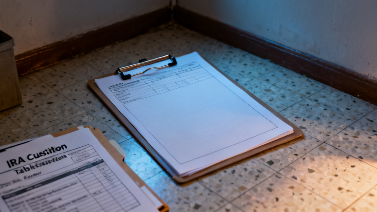 Crop of ira custodian statement taxable folder on nightstand