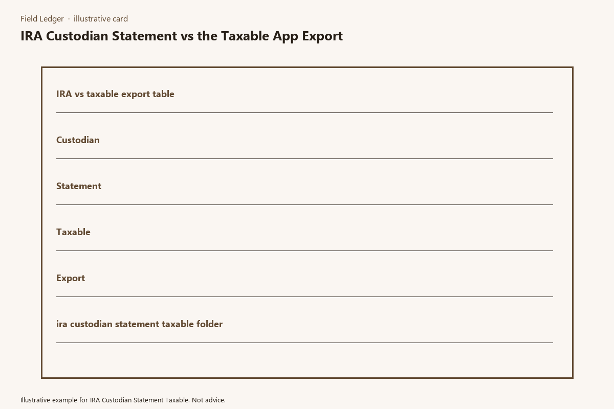IRA Custodian Statement Taxable comparison card