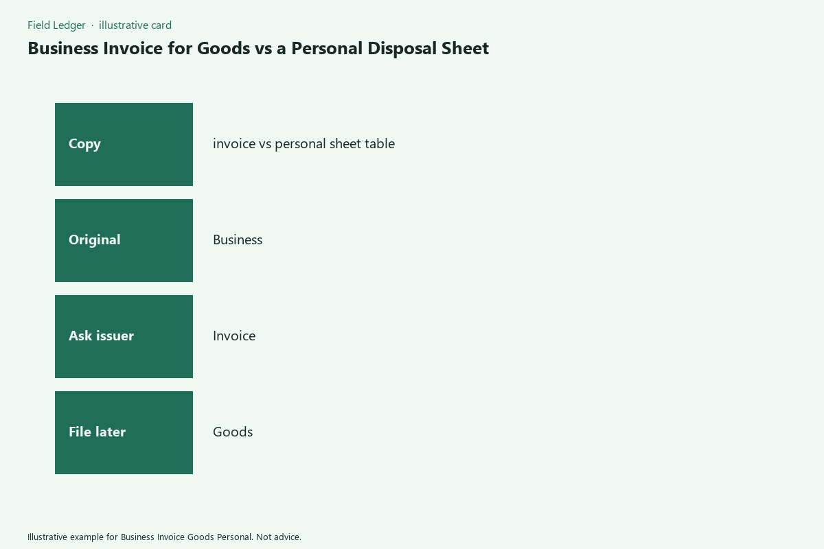 Diagram of business invoice goods personal folder fields