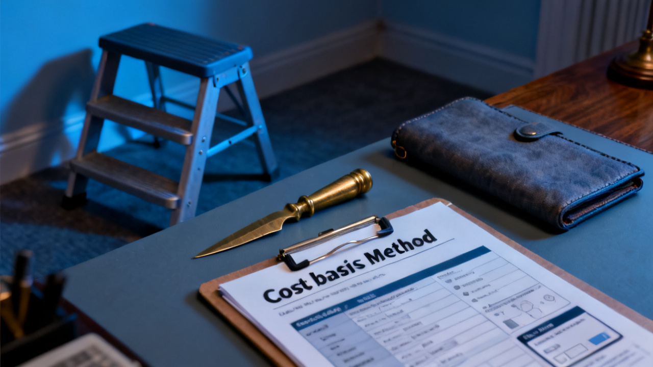 cost-basis method copy in folder close-up, unlabeled