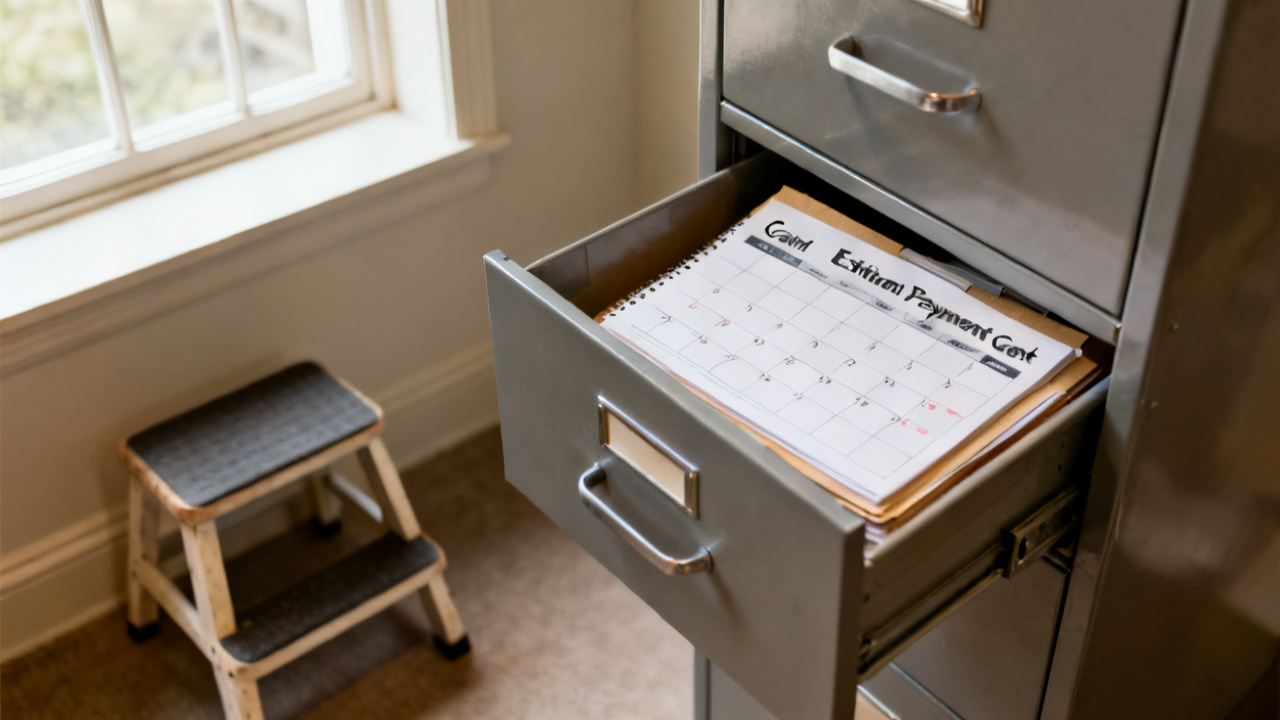 estimated-payment calendar sitting gain folder close-up, unlabeled