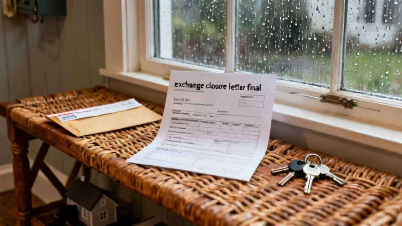 exchange closure letter final on a hallway console
