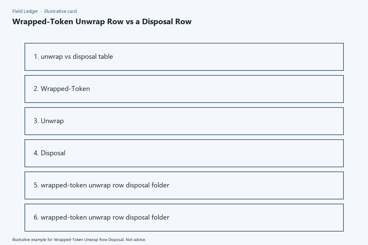 Diagram of wrapped-token unwrap row disposal folder fields