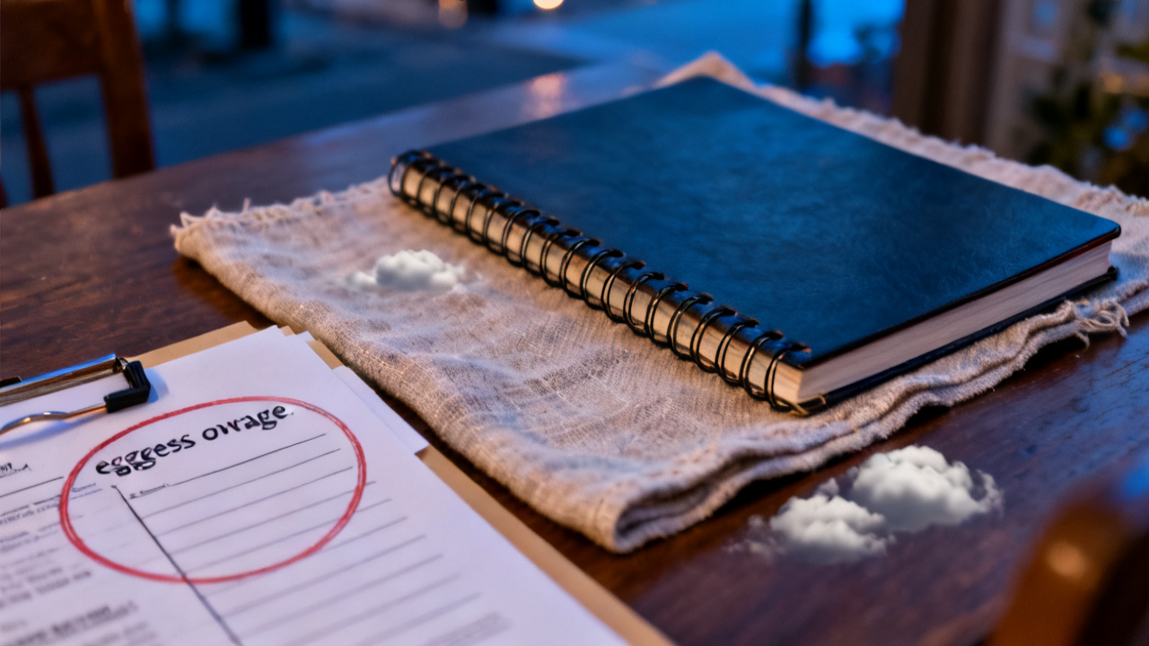 Still-life crop: egress overage line circled folder