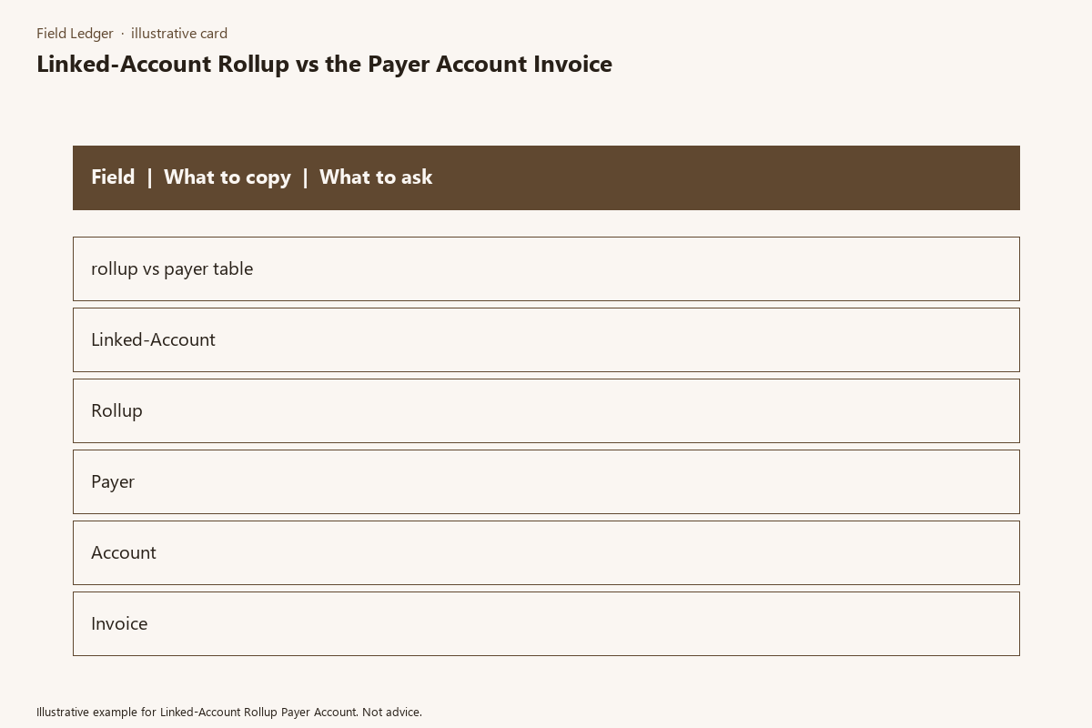 Diagram of linked-account rollup payer account folder fields