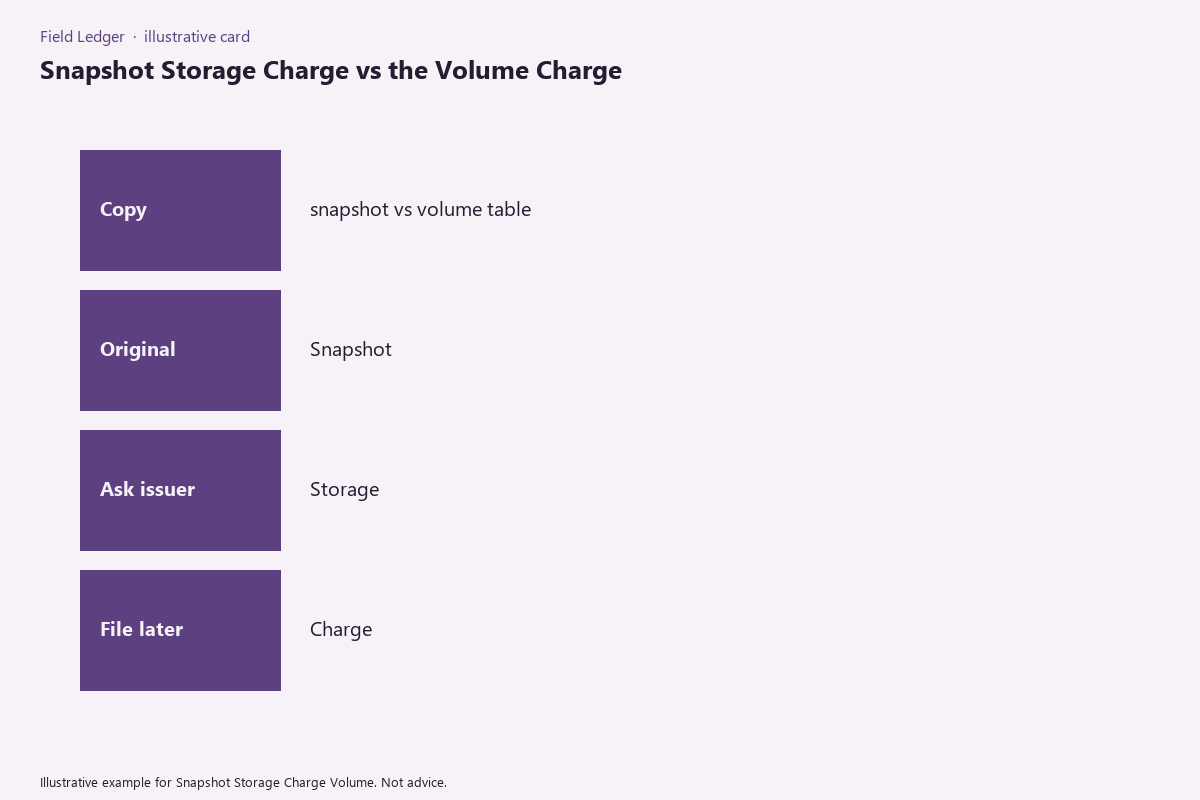 Illustrative field card for Snapshot Storage Charge Volume