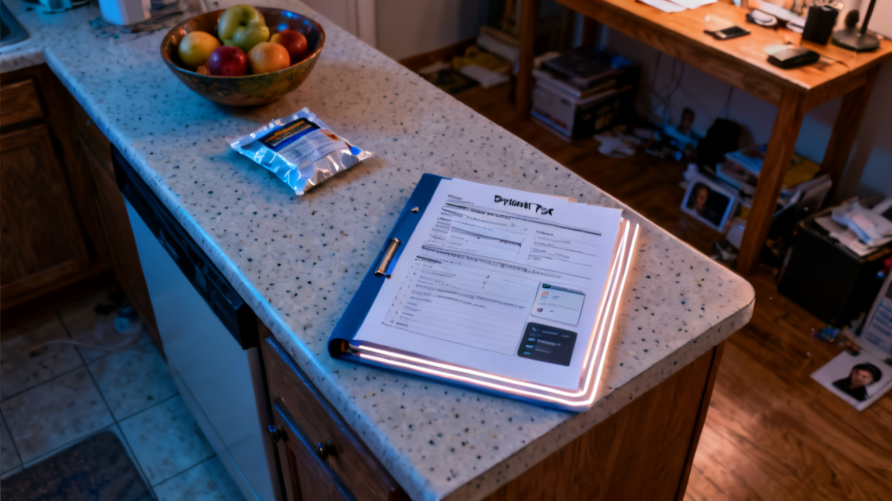 Household patio table with three highlighted lines preparer folder