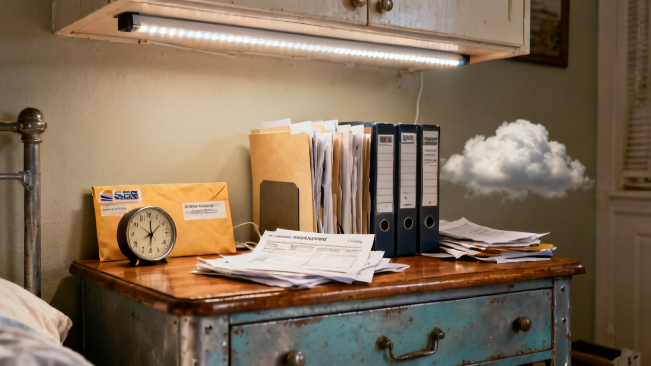 Savings-Plan Coverage Row Uncovered scene at a basement metal shelf
