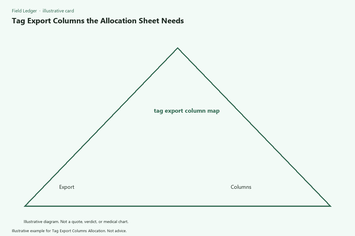 Diagram of tag export columns allocation folder fields