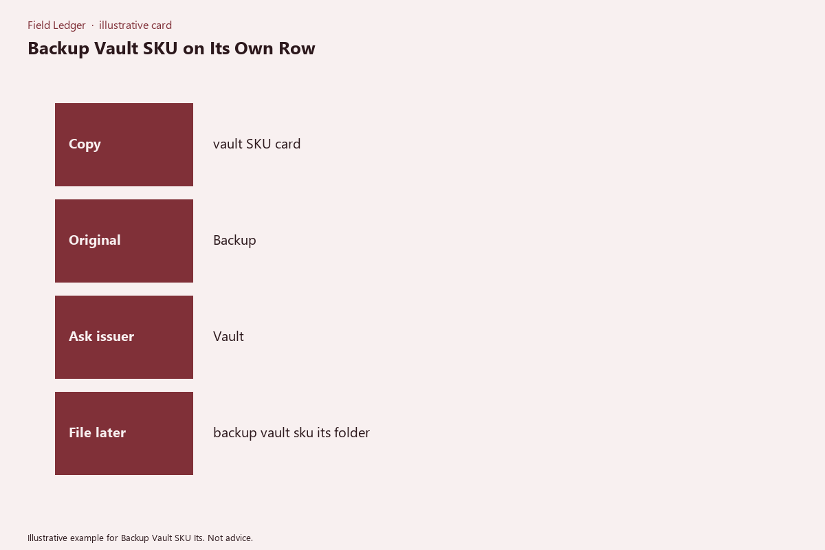 Illustrative field card for Backup Vault SKU Its