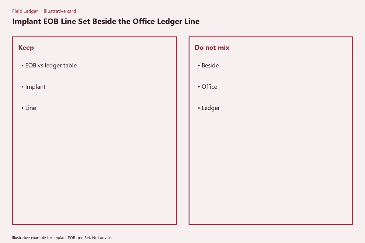 Illustrative field card for Implant EOB Line Set