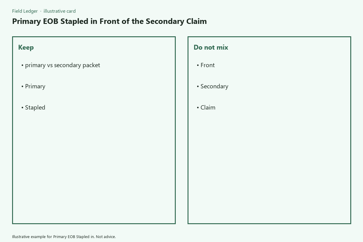 Primary EOB Stapled in comparison card