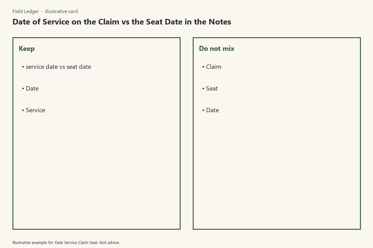 Date Service Claim Seat comparison card