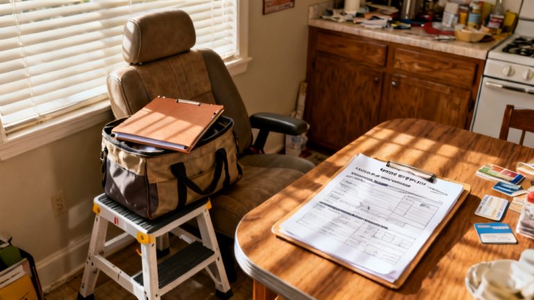 office payment-plan contract plan's folder waiting on a mail slot floor