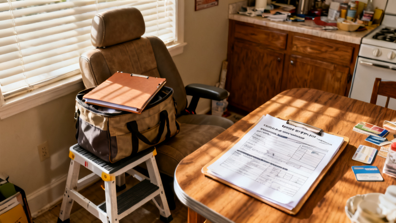 office payment-plan contract plan's folder waiting on a mail slot floor