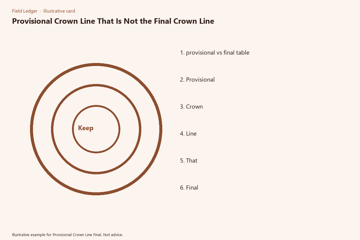 Illustrative field card for Provisional Crown Line Final