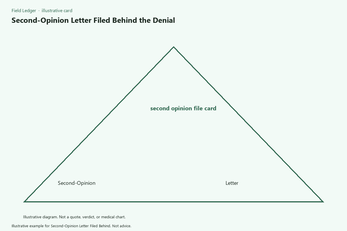 Diagram of second-opinion letter filed behind fields