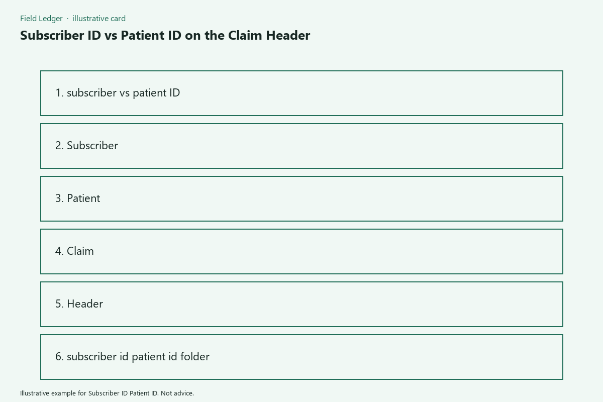 Diagram of subscriber id patient id folder fields