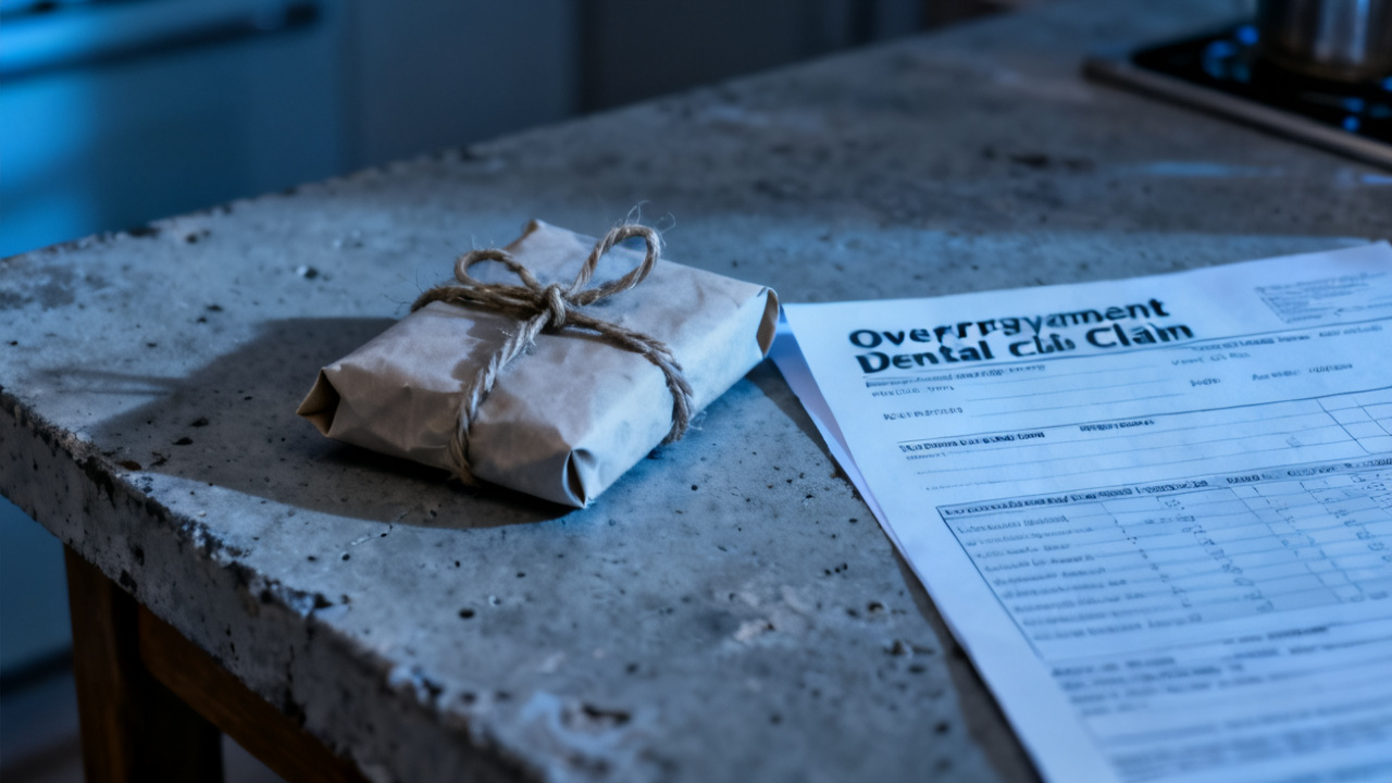 overpayment letter matched original beside a closed folder