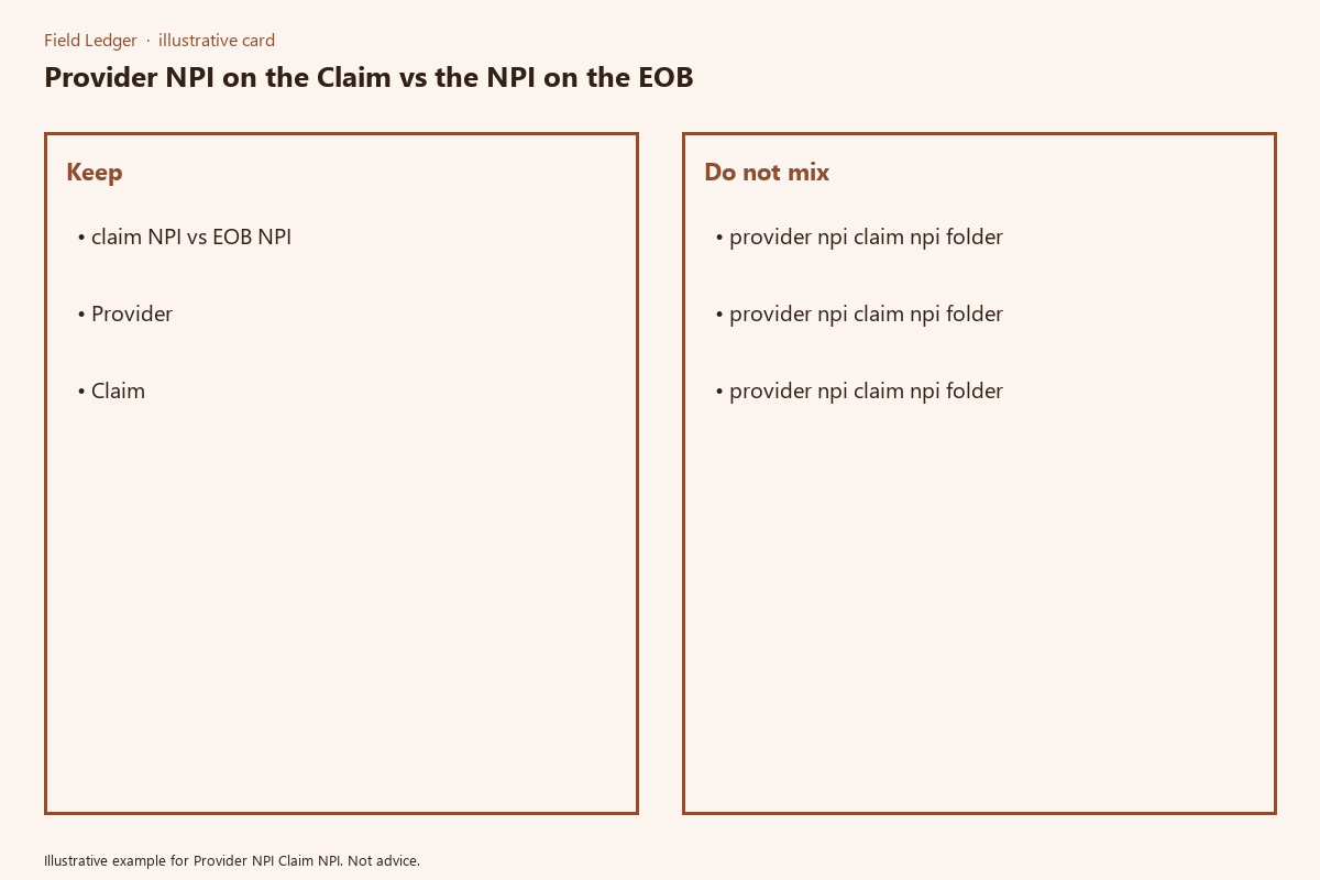 Provider NPI Claim NPI comparison card