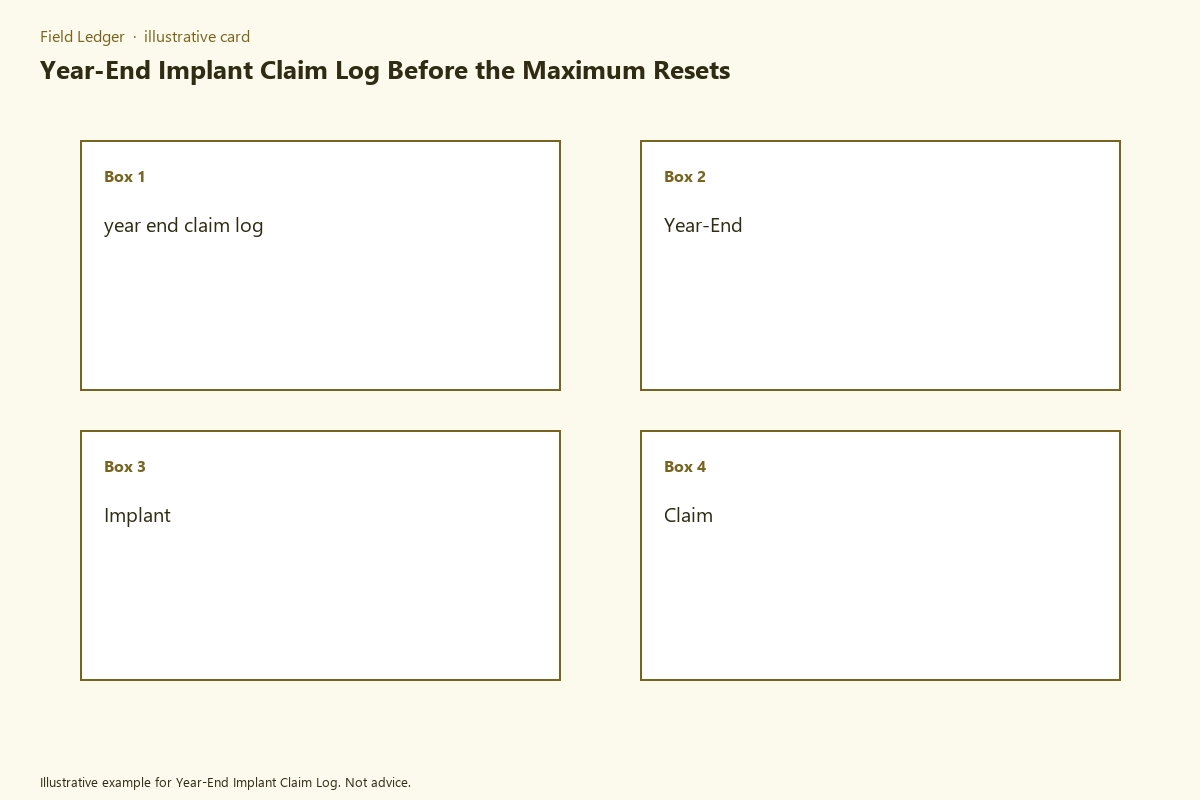 Diagram of year-end implant claim log folder fields
